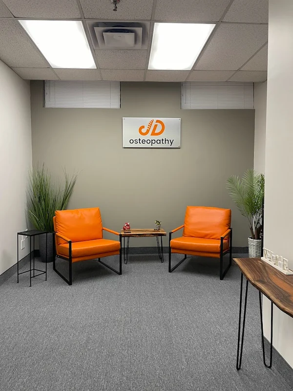 Home 2 JD Osteopathy Mississauga waiting room at 5025 Orbitor Drive, Building 1, Suite 101